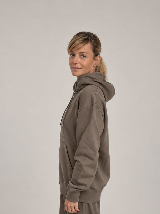 Ziggy – Zip Hoodie detalje #ash brown