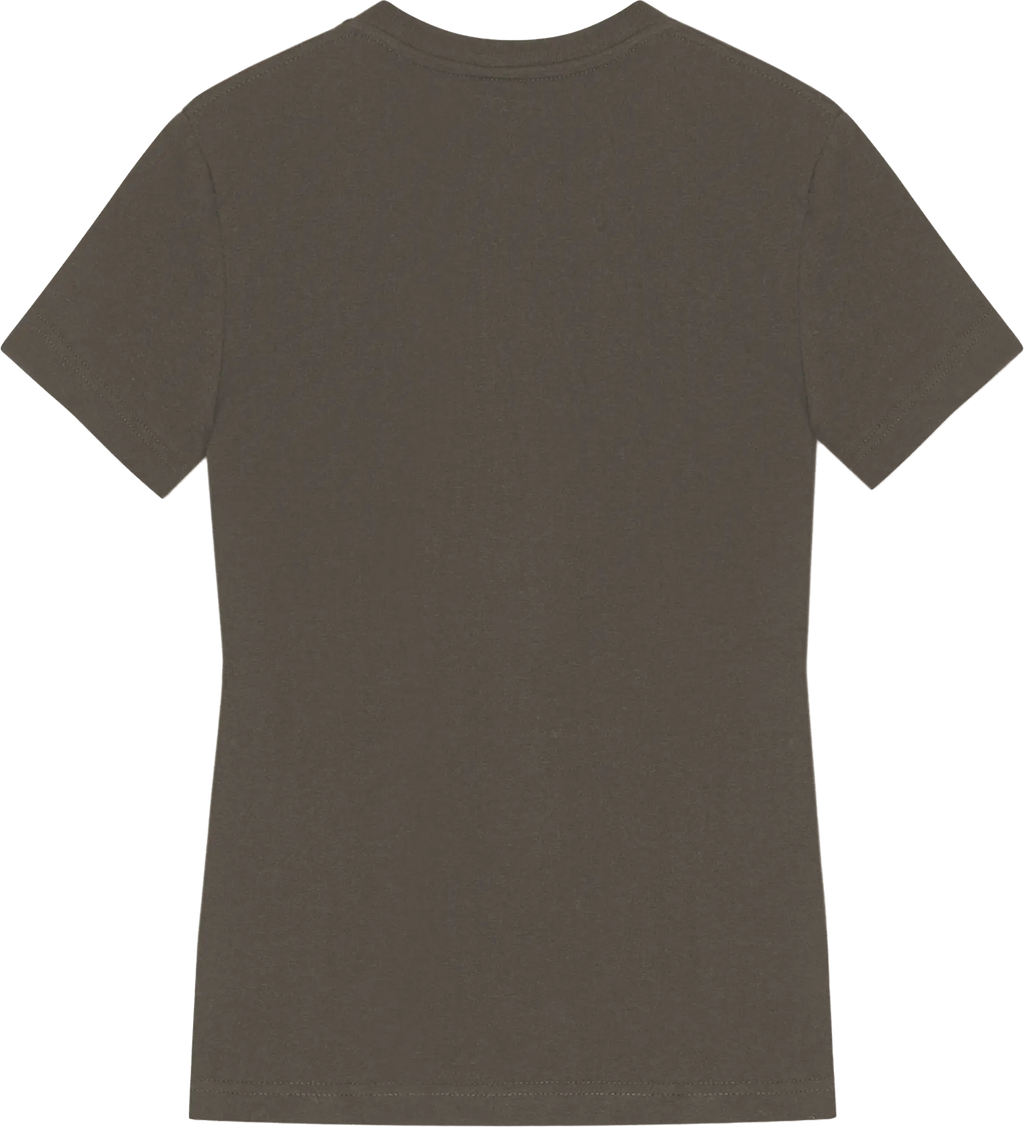 Ryggen af re do® Bomuld T-shirt i Ash Brown, modellen Freja