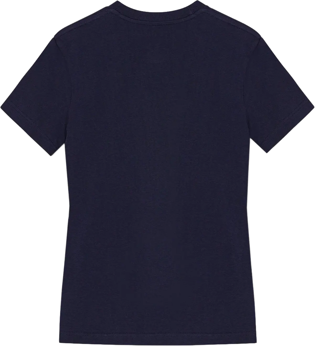 Ryggen af re do® Bomuld T-shirt i #Navy Blue, modellen Freja