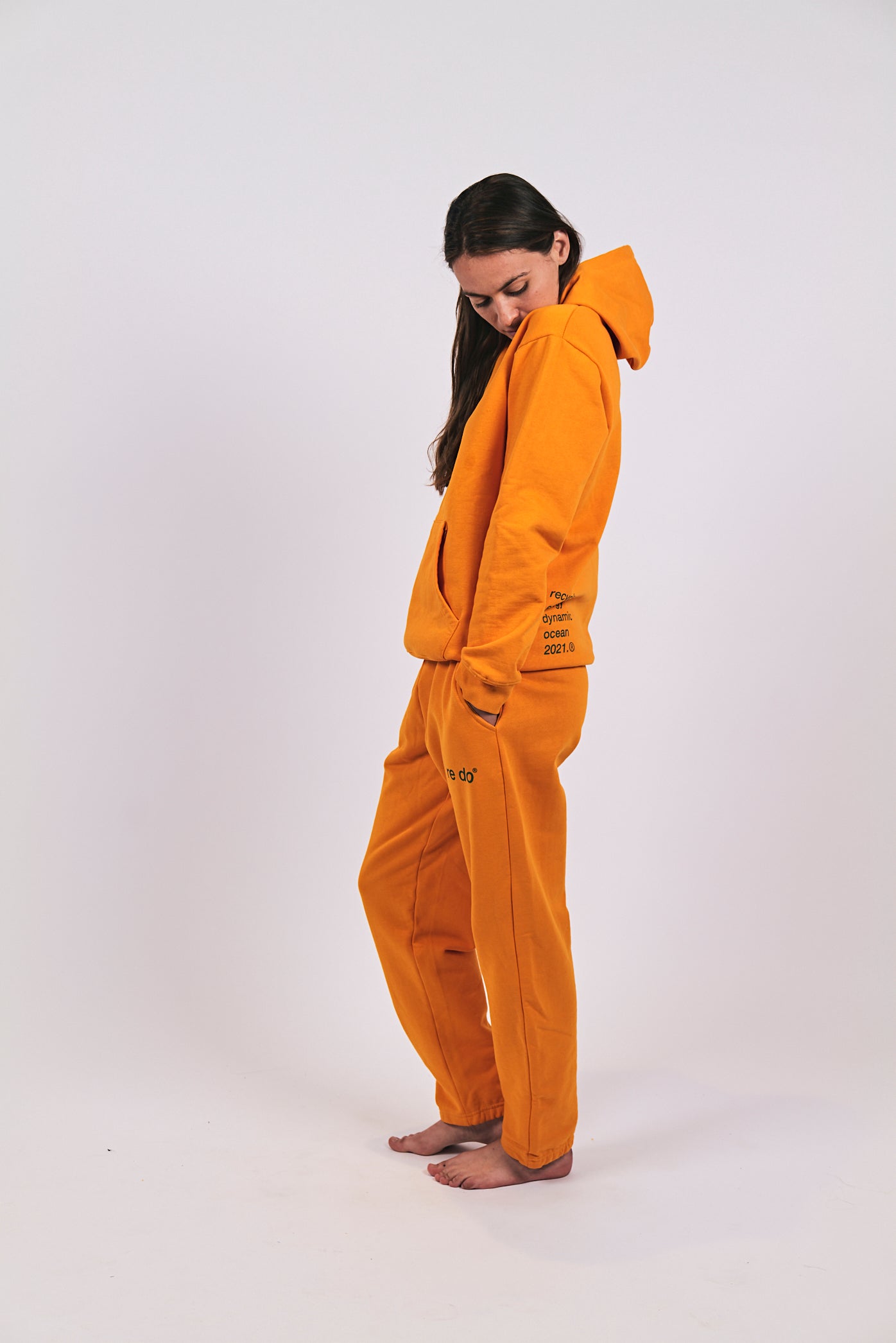 Orange hoodie og bukser - outlet
