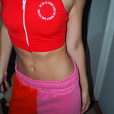 demi zip - sports bra - red