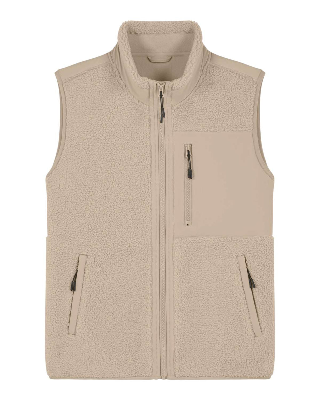 Sleeveless Sherpa Jacket forfra #Beige